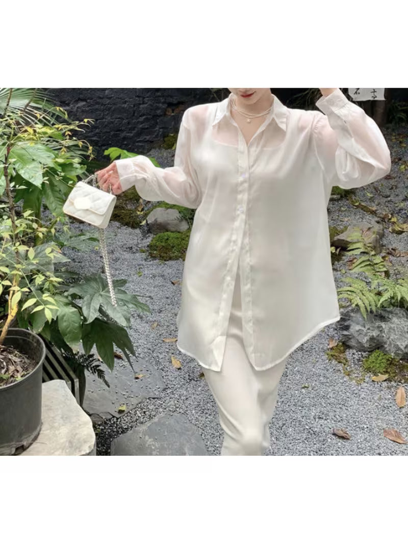 Summer thin shirt with new Chinese style long sleeved chiffon loose cardigan for outerwear