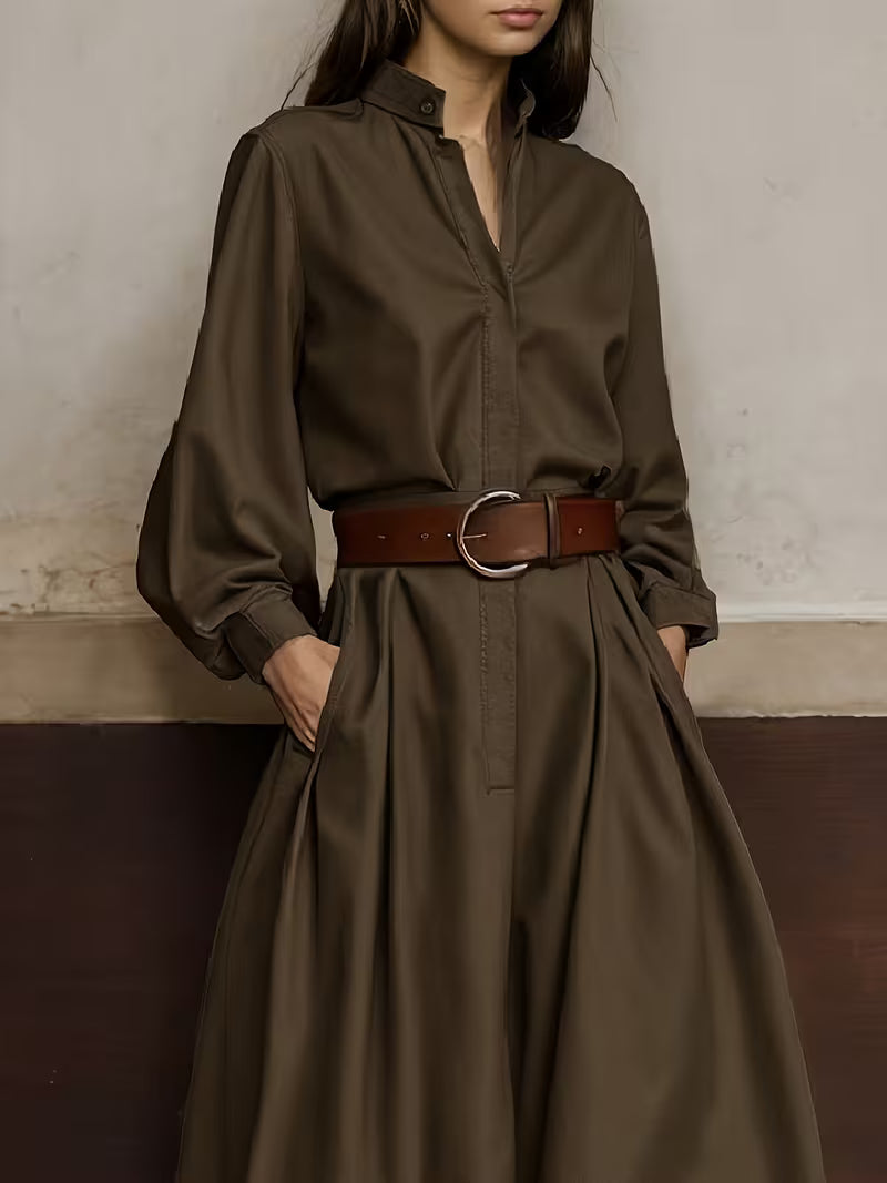 New Fashionable Women's High Waist Wide Leg Jumpsuit Spring Long Sleeved Loose Button V-neck Office Jumpsuit