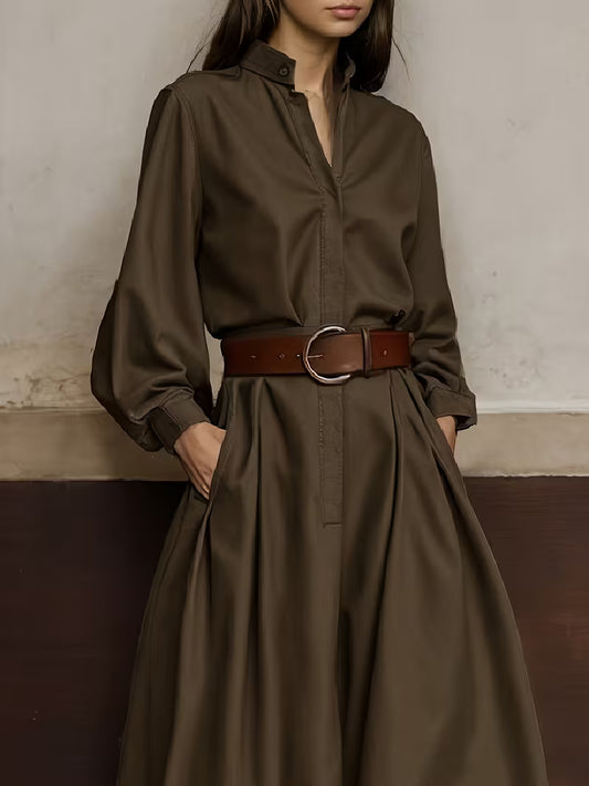 New Fashionable Women's High Waist Wide Leg Jumpsuit Spring Long Sleeved Loose Button V-neck Office Jumpsuit
