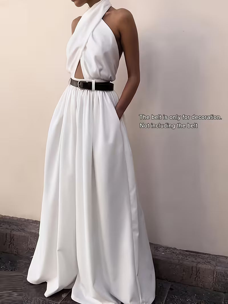 Gavin Direction Women'S Fashion Elegant Backless Halter Dress And Pants