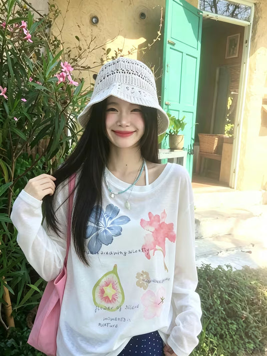 New Summer Lightweight Jacket, Long Sleeve T-Shirt, Women'S Air Conditioning Shirt, Casual Loose Slouchy Top