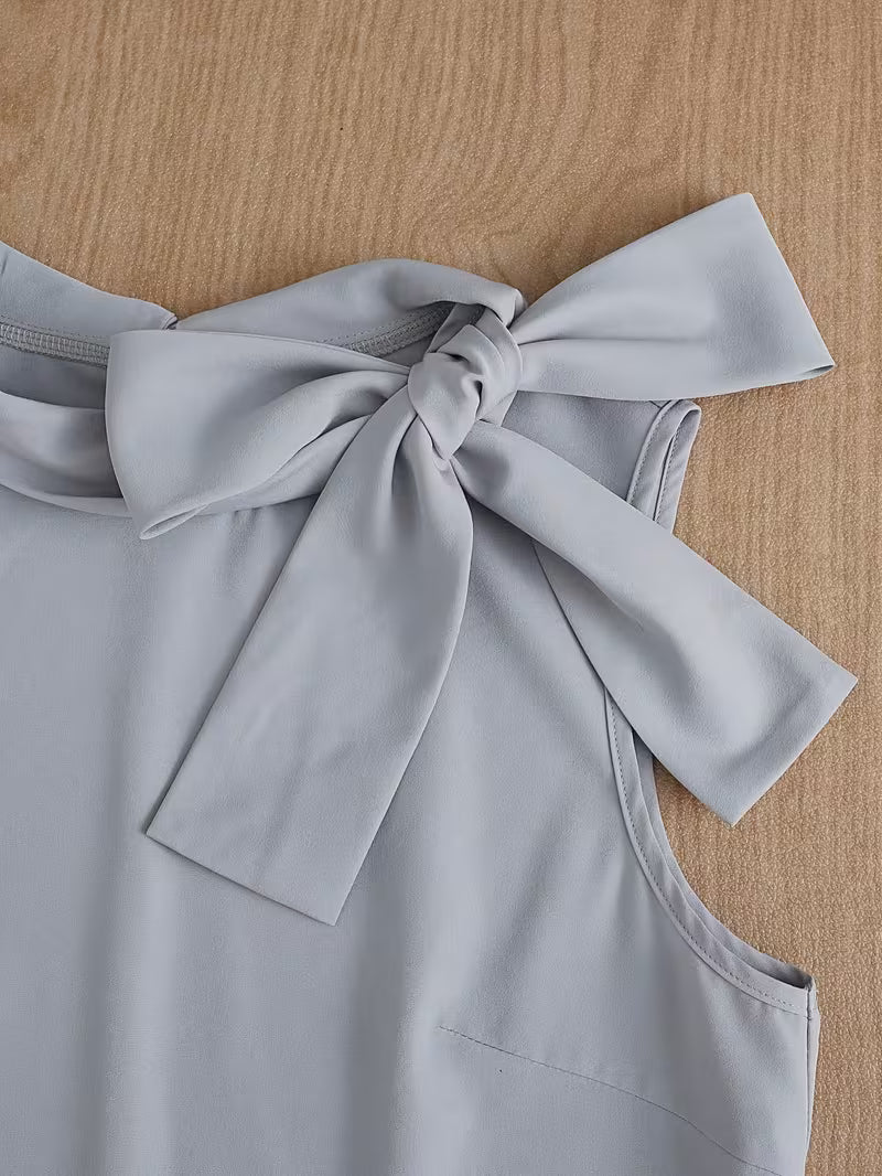 Sleeveless High-Neck Top And Polka Dot Mini Skirt Easy Elegant Two-Piece Set