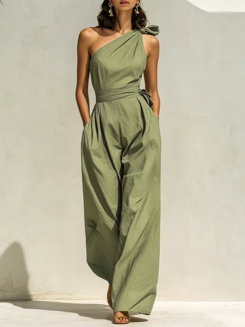 Spring And Summer Fashion Women'S Clothing Loose Waist-Cinching Versatile Jumpsuit