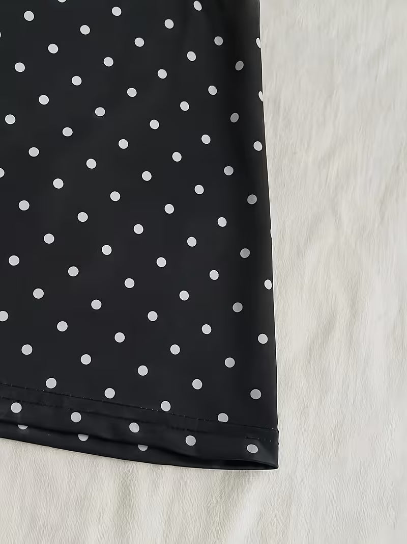 Women'S Polka Dot Cami Top And Fitted Short Skirt Set