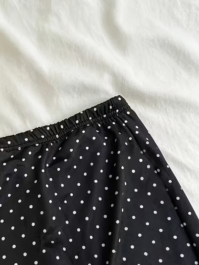 Women'S Polka Dot Cami Top And Fitted Short Skirt Set