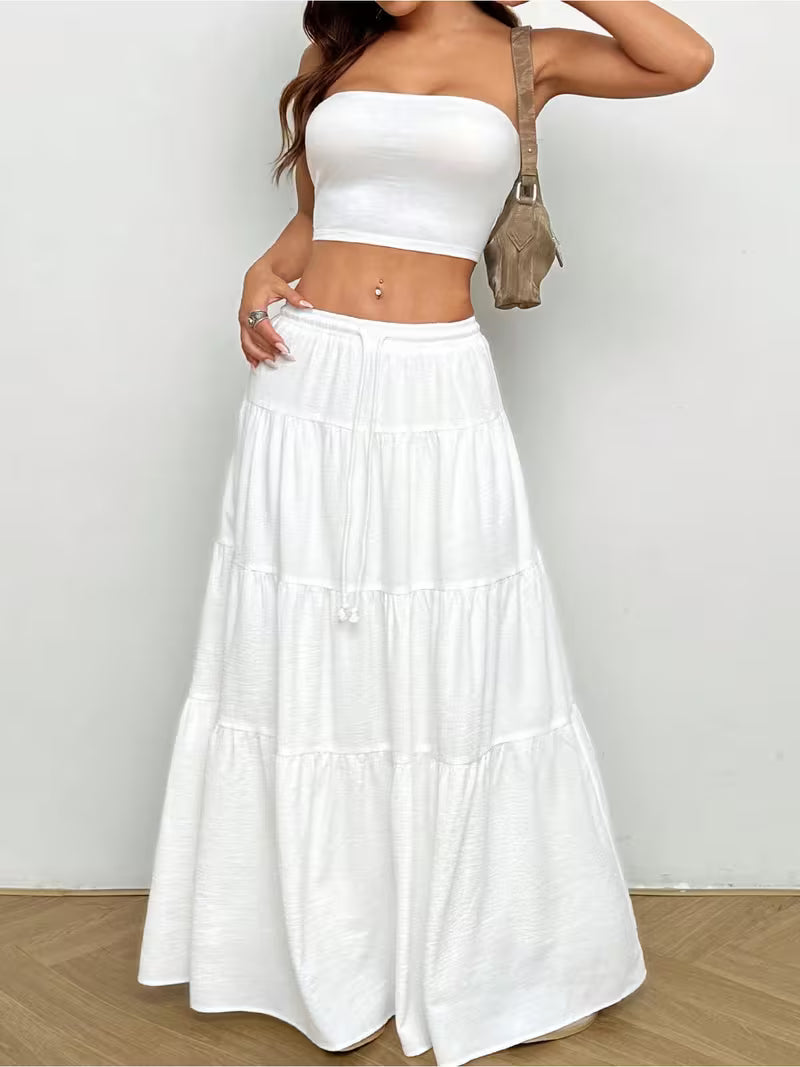 A New Spring And Summer Set Featuring A Solid-colored, Elegant, And Fashionable Top Paired with A Loose