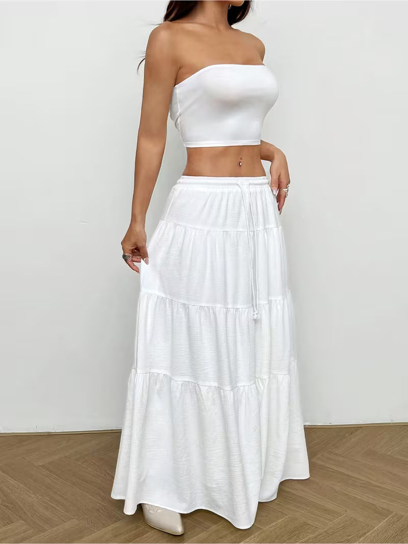 A New Spring And Summer Set Featuring A Solid-colored, Elegant, And Fashionable Top Paired with A Loose