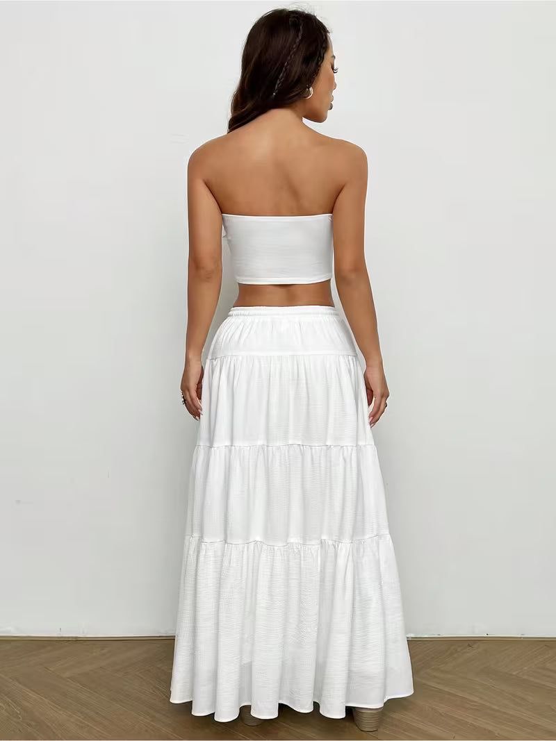 A New Spring And Summer Set Featuring A Solid-colored, Elegant, And Fashionable Top Paired with A Loose