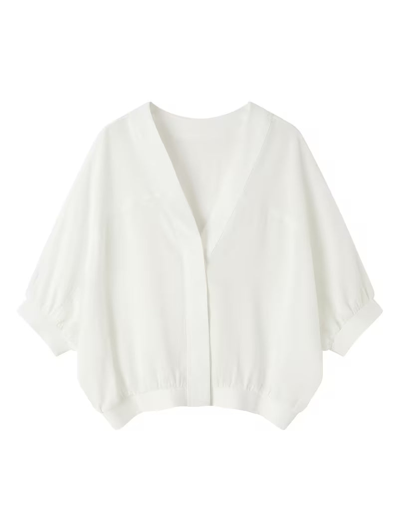 1pc New Women's Summer Casual Jacket Lightweight Thin Outerwear, Versatile Cool Half-Sleeve White Cardigan Coat