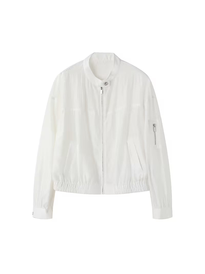 Women's New Spring/Summer Outerwear, Daily Commute Style, New Spring Small Stand-Up Collar Flight Jacket
