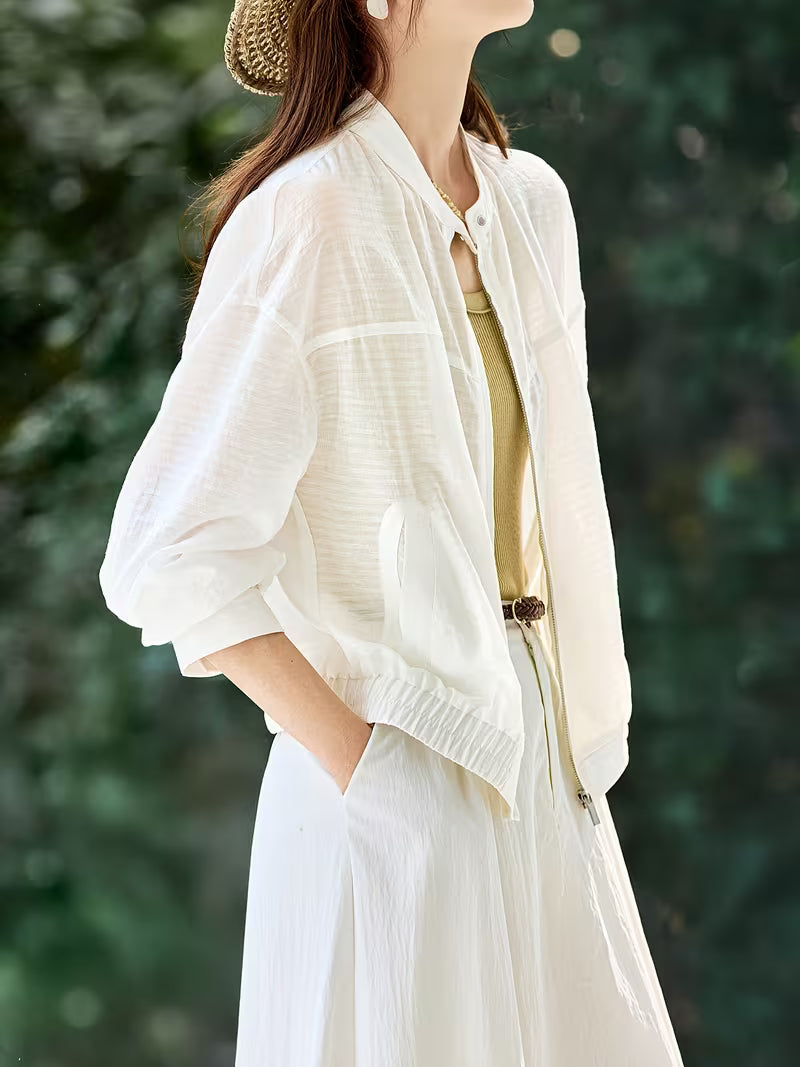 Women's New Spring/Summer Outerwear, Daily Commute Style, New Spring Small Stand-Up Collar Flight Jacket