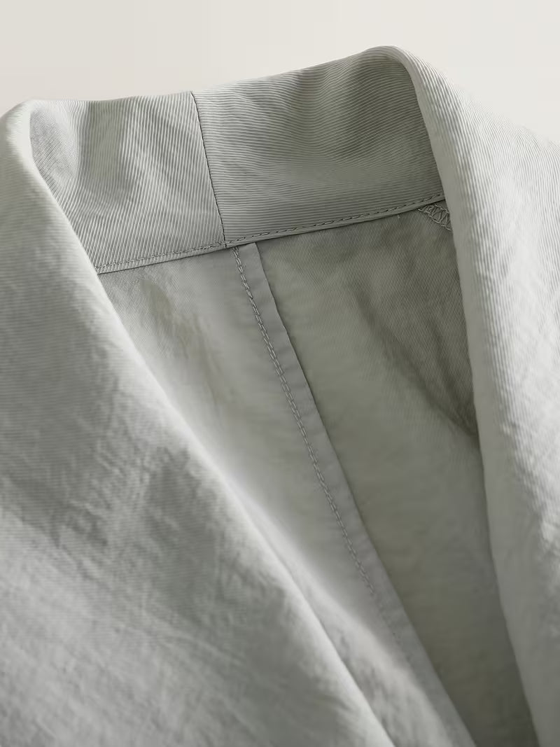 1pc Women'S Spring/Summer New Style Trench Coat Elegant And Intellectual Mint Spring Airy Feeling Ultra-Thin Stand-Up Collar Sun-Proof Coat Relaxed Style Single-Piece Long Trench Coat Women'S Spring/Summer Clothing