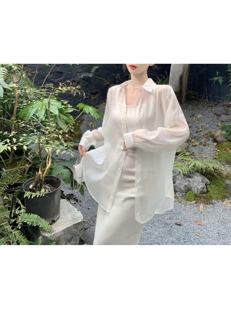 Summer thin shirt with new Chinese style long sleeved chiffon loose cardigan for outerwear