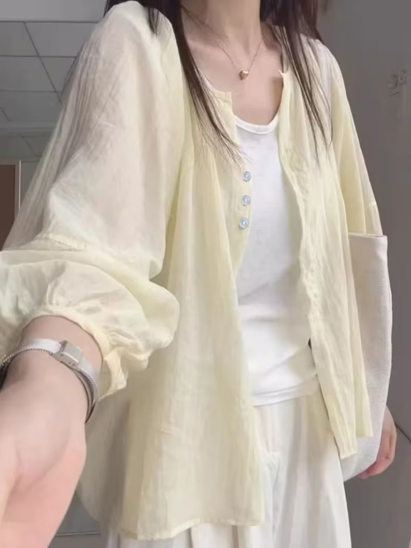 New Shirt for Women, Layered, Loose, Versatile, Shirt, Outerwear Cardigan