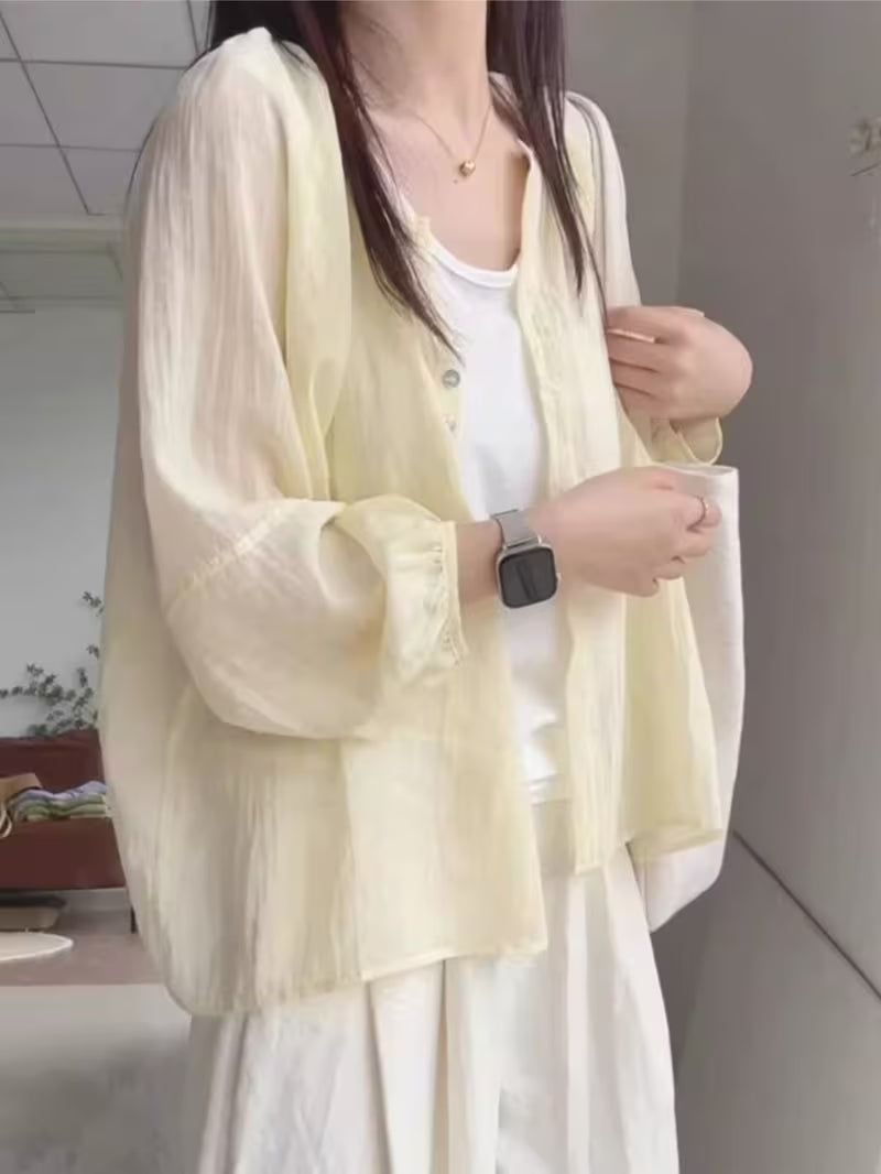 New Shirt for Women, Layered, Loose, Versatile, Shirt, Outerwear Cardigan
