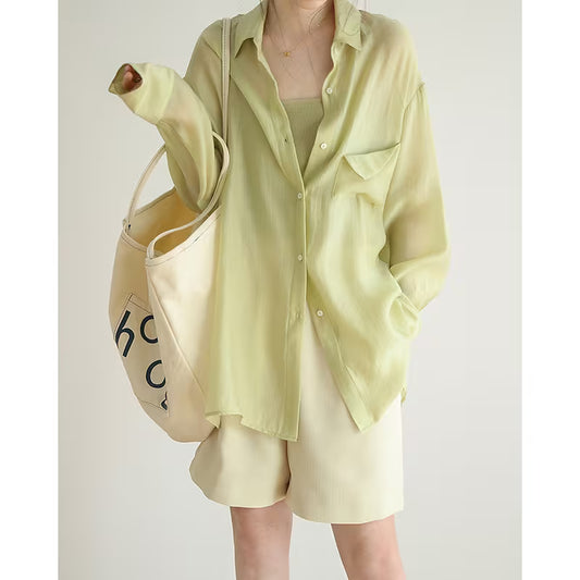 Lazy Wind Fresh Sunscreen Clothes Women's Long Sleeves Summer Fashion Loose Design Thin Shirt Jacket