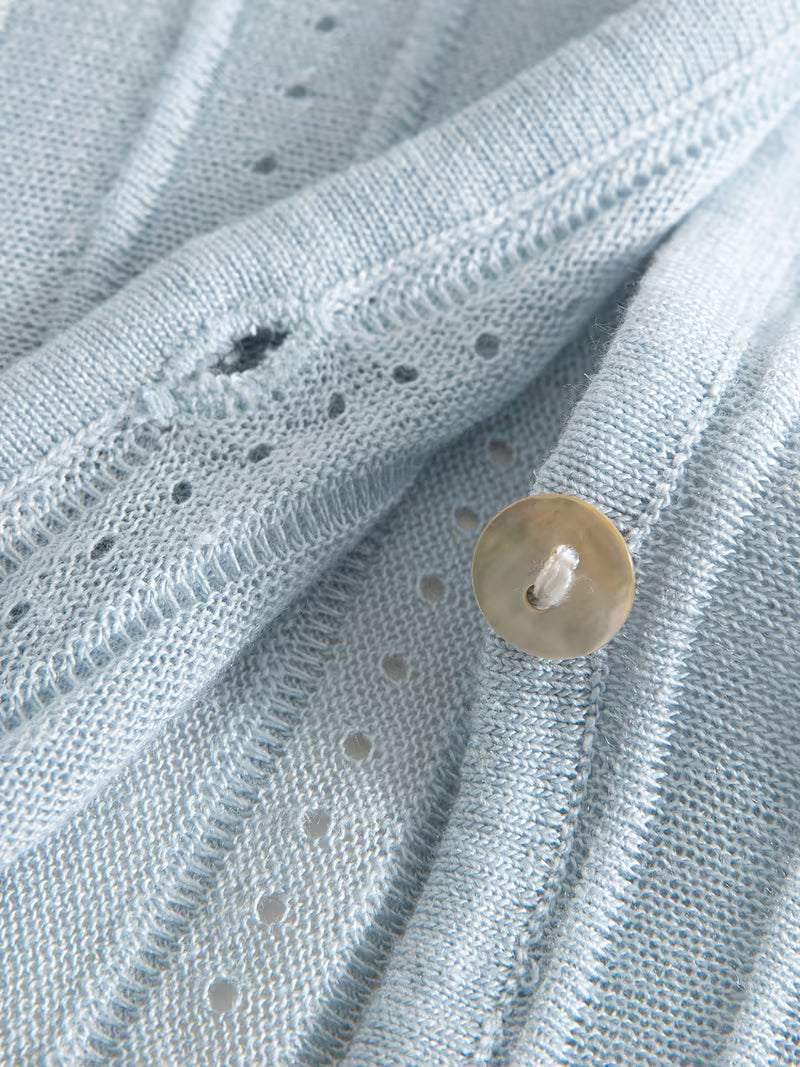 Elegant Spring/Summer New Women's V-Neck Cardigan, Versatile Commuter Layering Knitwear
